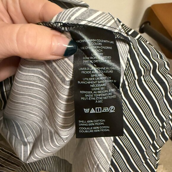 NWT By Anthropologie Black & White Stripe Square-Neck Asymmetric Romper Dress S - Picture 15 of 16